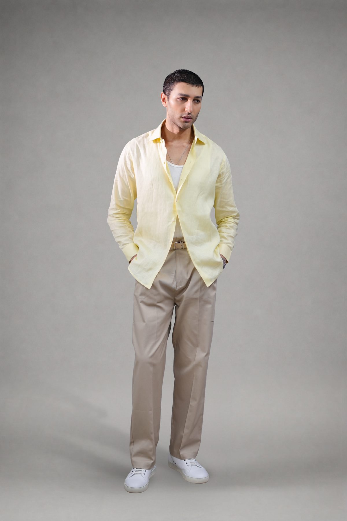 Cotton-Twill Straight-Leg Trousers