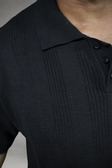 100% Cotton Textured-Stripe Knit Polo