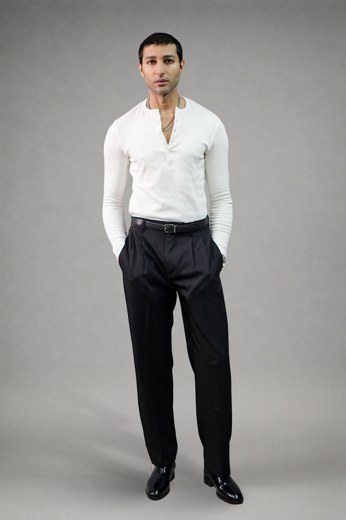 Cotton Slim Ribbed Henley
