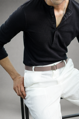 Cotton Slim Ribbed Henley