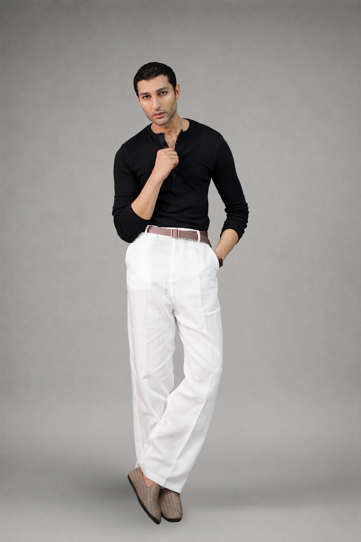 Cotton Slim Ribbed Henley