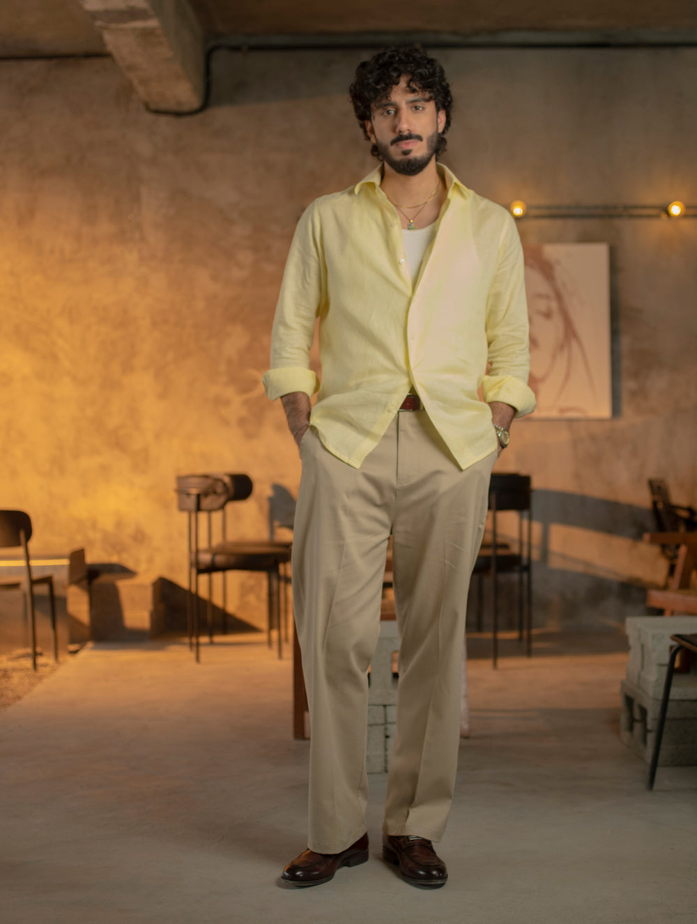 Cotton-Twill Straight-Leg Trousers