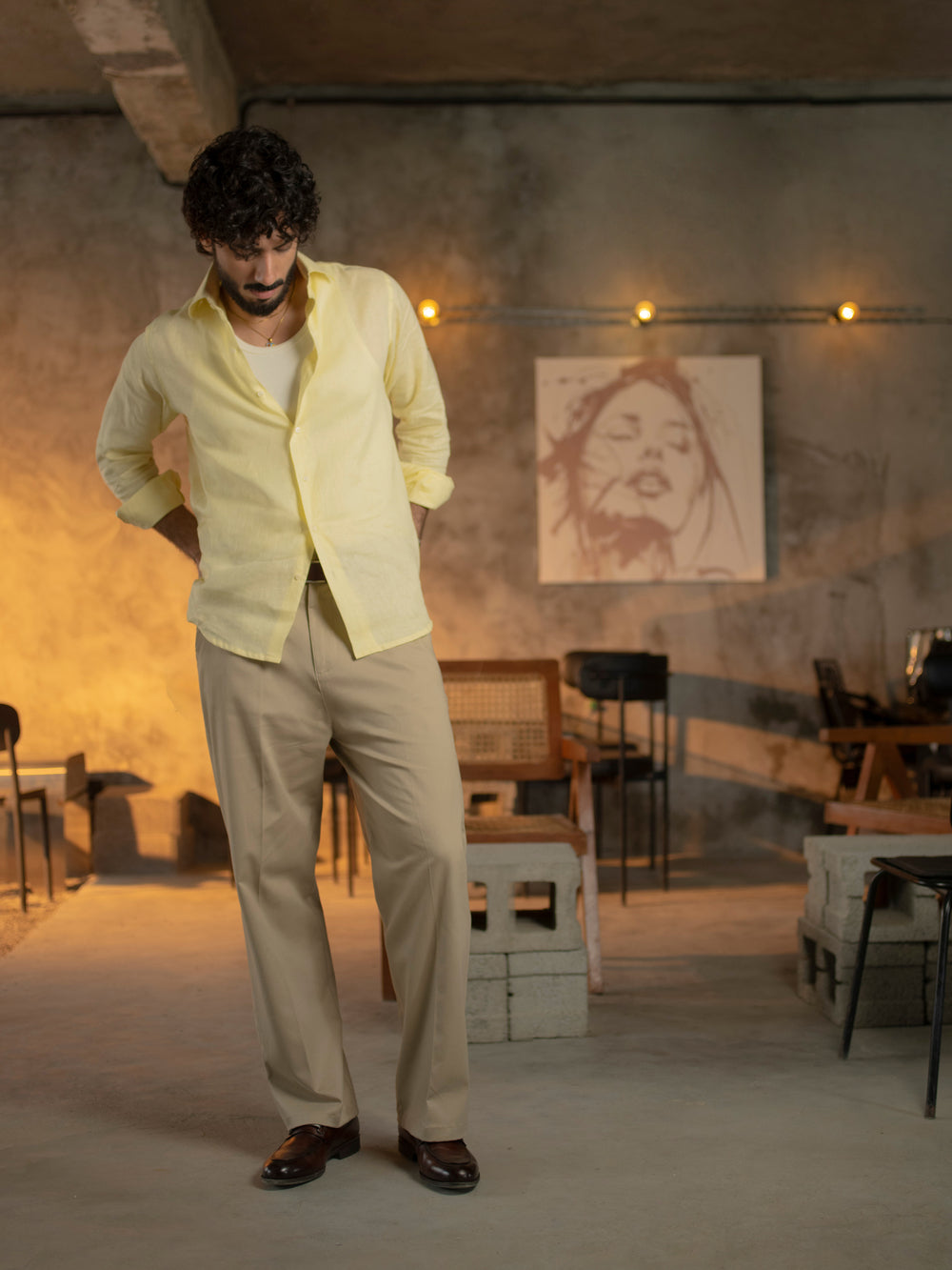 Cotton-Twill Straight-Leg Trousers