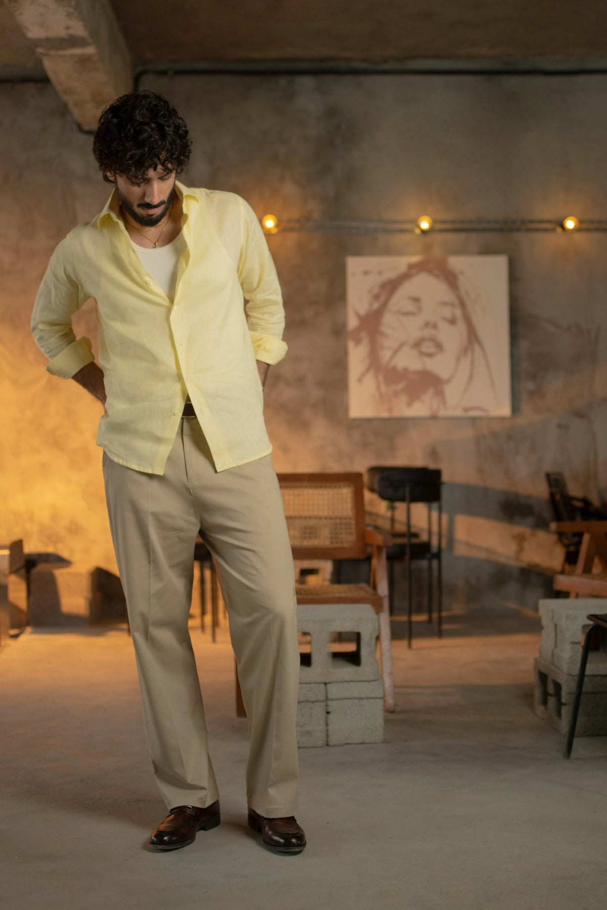 Cotton-Twill Straight-Leg Trousers