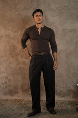 Cotton Slim Ribbed Henley