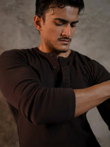 Cotton Slim Ribbed Henley