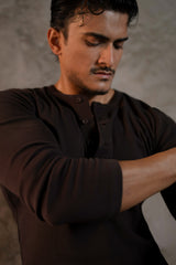 Cotton Slim Ribbed Henley