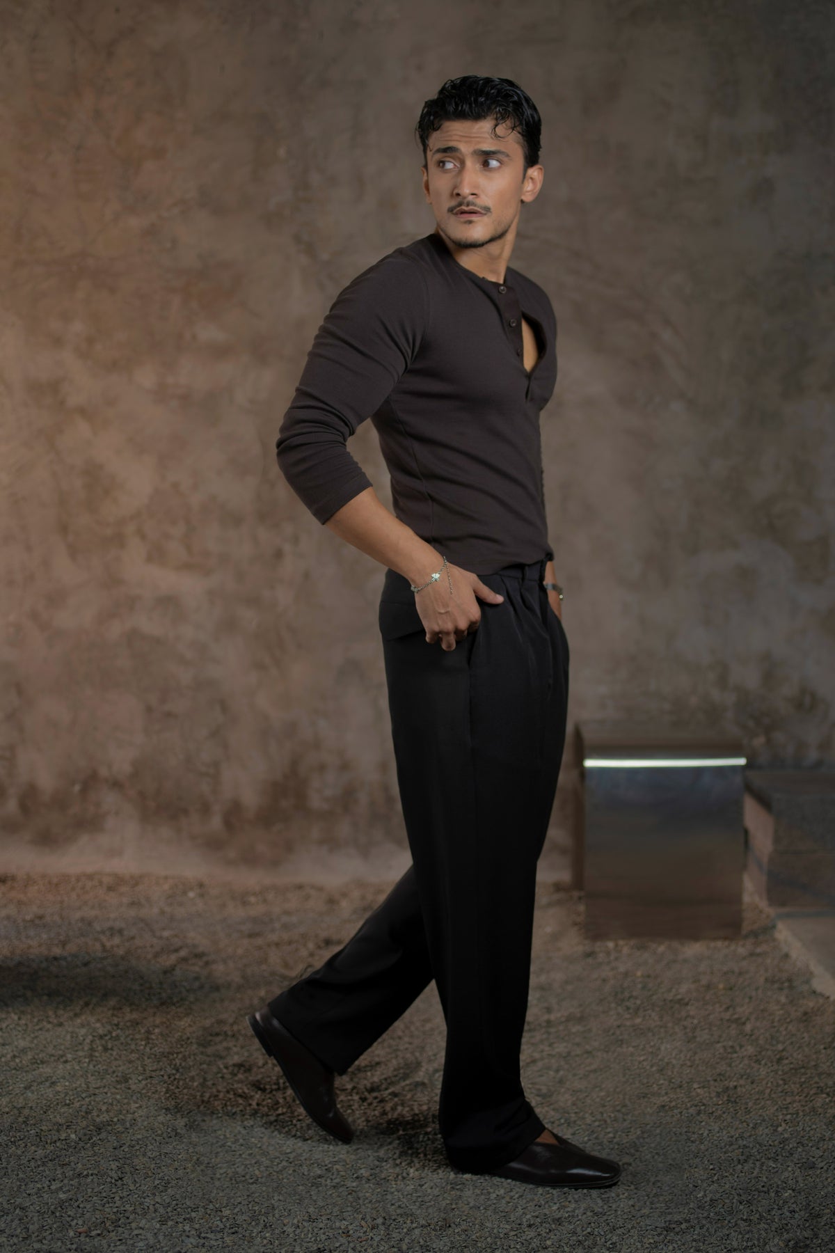Cotton Slim Ribbed Henley