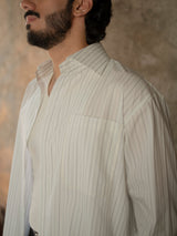 Long-Collar Pinstripe Shirt