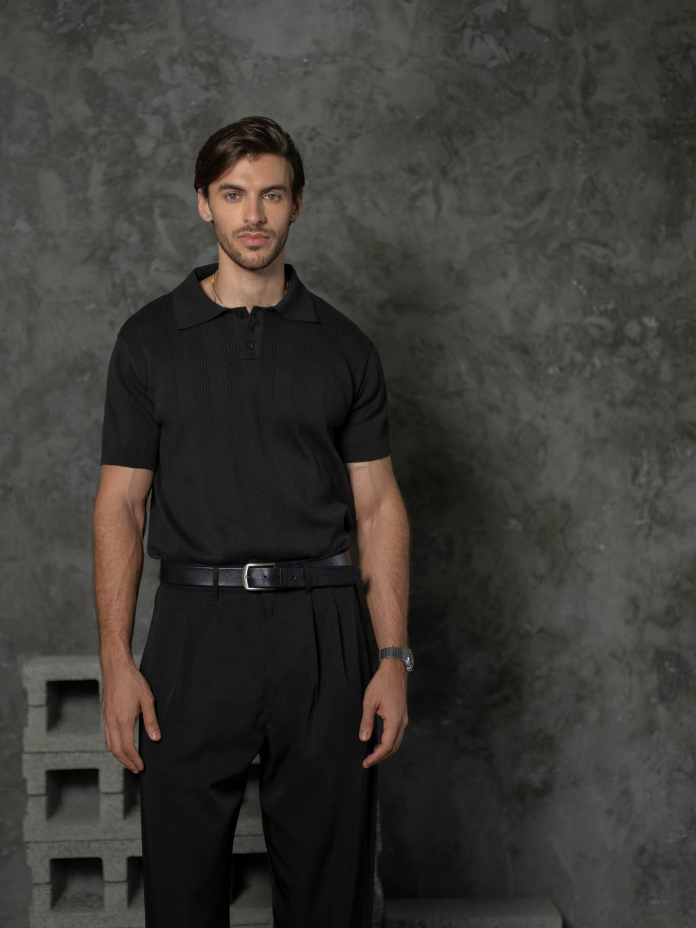 100% Cotton Textured-Stripe Knit Polo