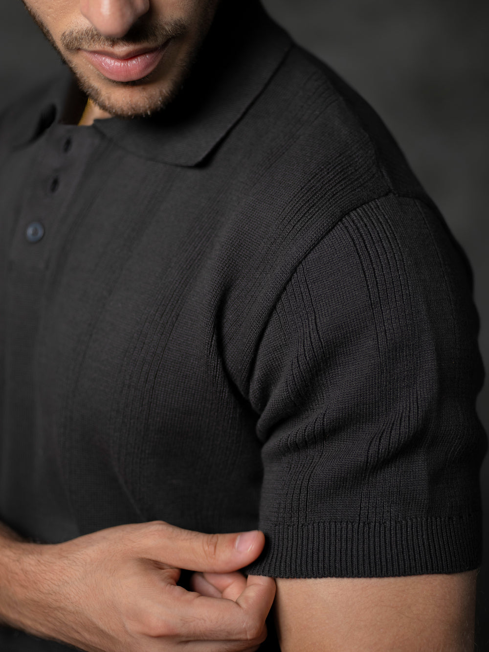 100% Cotton Textured-Stripe Knit Polo