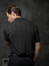 100% Cotton Textured-Stripe Knit Polo