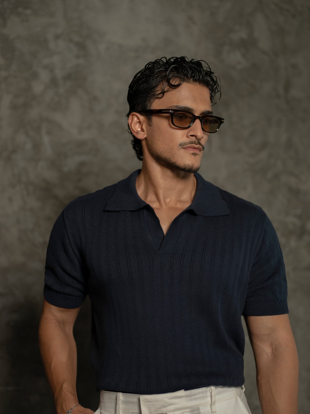 100% Cotton Cable-Knit Polo