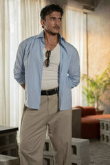 Cotton-Twill Straight-Leg Trousers