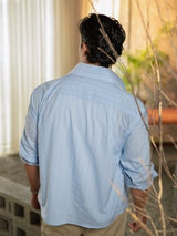 Long-Collar Pinstripe Shirt