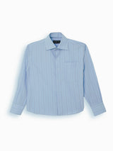 Long Collar Pinstripe Cropped Shirt