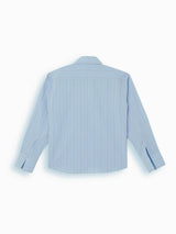 Long Collar Pinstripe Cropped Shirt