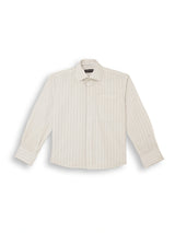 Long Collar Pinstripe Cropped Shirt
